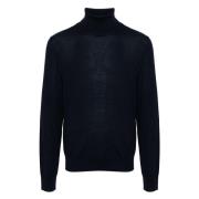 Blå Basic Turtleneck Sweater