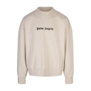 Hvid Crew-neck Sweatshirt med Logo Print