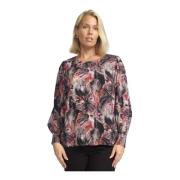 Rose Flower Bluse med Smock Manchetter