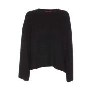 Sort Rhinsten Crewneck Uld Sweater