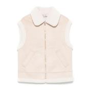 Beige Pelsvest Jakker