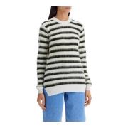 Stribet Mohair Crewneck Pullover