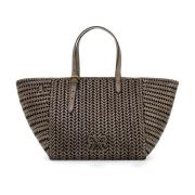 Metallic Finish Square Tote Taske