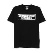 Sort Tekst Print Crew Neck T-shirt