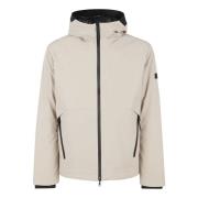 Beige Kort Soft Shell Hættefrakke