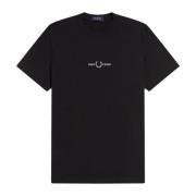 Broderet Logo Grafisk T-Shirt Sort