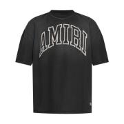 Sort Bomulds T-shirt med Logo Patch