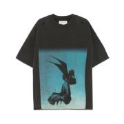 Grafisk Print Bomuld T-shirt