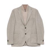 Lagdelt uld blazer beige herrejakke