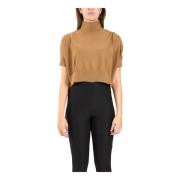 Cropped uld sweater med høj hals