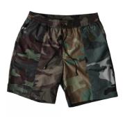 Camouflage Patchwork Badeshorts med Elastisk Talje