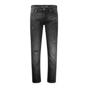 Slim Fit Bomuld Jeans med Slidt Effekt