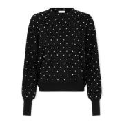 Sort Krystal Strikket Crewneck Sweater