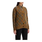 Check Jacquard Uld Mohair Cardigan Sweater