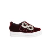 Bordeaux Rød Velvet Platform Sneakers