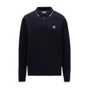 Navy Langærmet Poloshirt