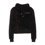 Sort Logo-Broderet Fleece Hoodie