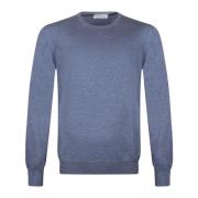 Blå Crew Neck Uld Sweater