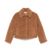 Faux Fur Shearling Jakke Tobakfarve