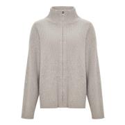 Elegant Merino Zip-Up Sweater Alice - Gray