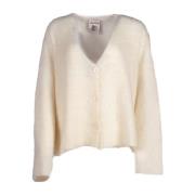 Beige Cropped Mohair Cardigan