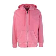 Pink Hooded Duster Script Jacket