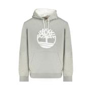 Grå Bomuldshættetrøje Sweatshirt med Logo Print