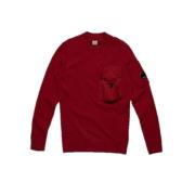 Rød Lammeuld Crew Neck Strikvarer