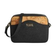 Præget stof dame crossbody taske