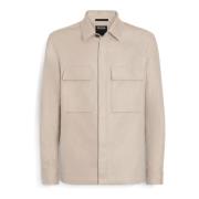 Beige Linned Overshirt