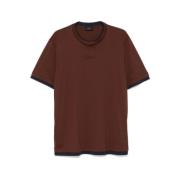 Brun Bomuld Jersey T-shirt med Broderet Logo