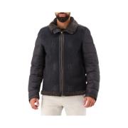 Sort Shearling Bomberjakke