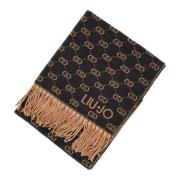 Sort Jacquard Lurex Logo Stole