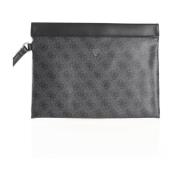 Monogram PU læderclutch - Sort