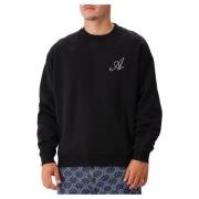 Sort Broderet Sweatshirt Klassisk Stil