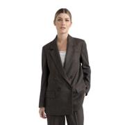 Klassisk Dobbelt-Breasted Revers Blazer Jakke