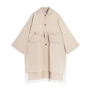 Beige Bomuld Gabardine Cape Frakke