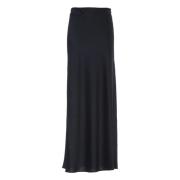 Navy Blue Maxi Satin Lang Nederdel