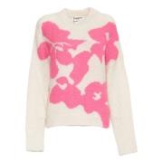 Blomstret Intarsia Strik Sweater