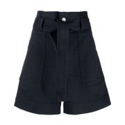 Blå Elegant Bomuld Elastan Shorts