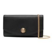 Sort Læder Clutch Taske