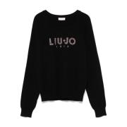 Sort Strass Logo Sweater