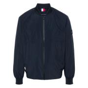 Blå Nylon Polyester Bomber Jakke