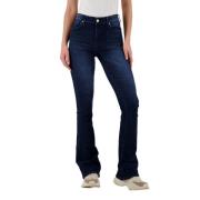 Highwaist Flare Jeans i Mid Blue