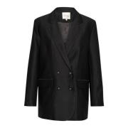 Sort Blazer med V-Hals og Knapper