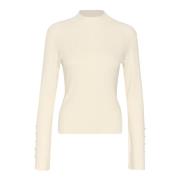 Slim-fit Tneck Strik Sweater Egret