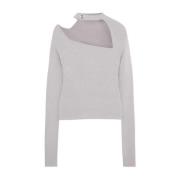 Beige Sweater med Asymmetrisk Mockneck