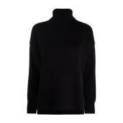 Sort Uld Cashmere Højhalset Sweater