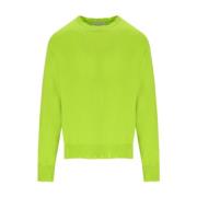 Grøn Crewneck Jumper med Ribbed Mønster