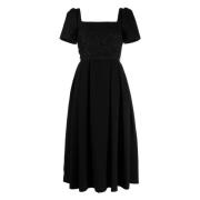 Elegant Sort Boucle Midi Kjole